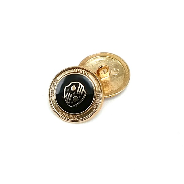 Blazer Ceket Düğmesi Kalkan Desenli Siyah Mineli 21 mm - 32 boy E 965 V3