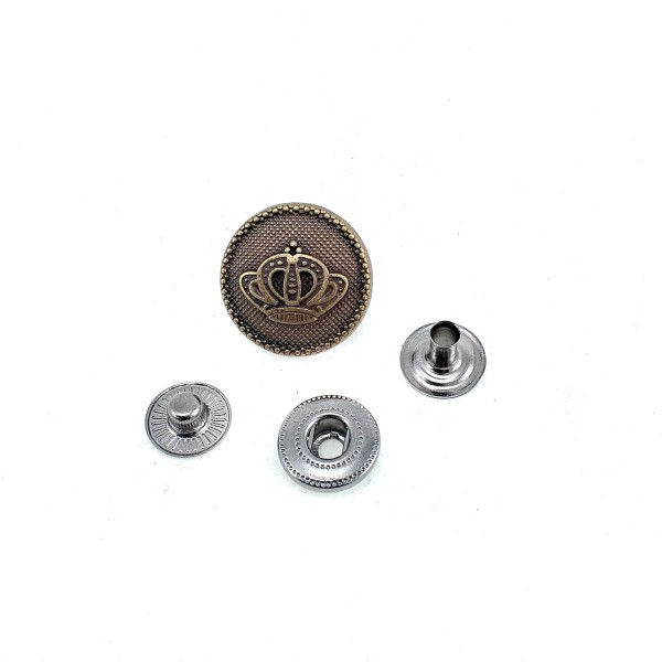 Taç Logolu Zamak Çıtçıt Düğme 18 mm - 29 boy E 1466 V1