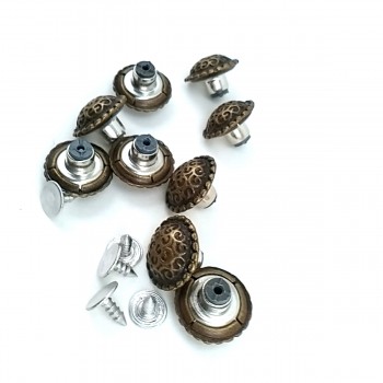 Curved and Patterned Jeans Button 17 mm - 28 L E 191