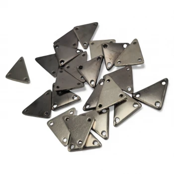 Triangle Metal Label Plate with 3 Holes 14 mm x 10 mm E 2302 Triangle Metal Label Plate with 3 Holes 14 mm x 10 mm E 2302