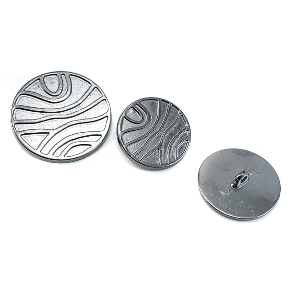 Enameled Line Pattern Shank Button For Clothes Metal 28 mm 44 L B 83