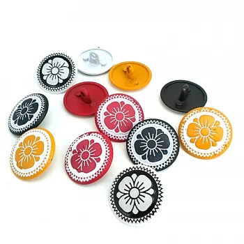 Kid's Buttons Sewing Metal Shank Button Colored Daisy Patterned 15 mm - 24 L E 114 MN