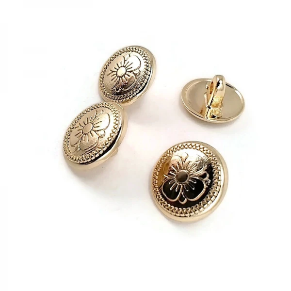 Alttan Dikme Metal Düğme Papatya Desenli 15 mm - 24 boy E 114
