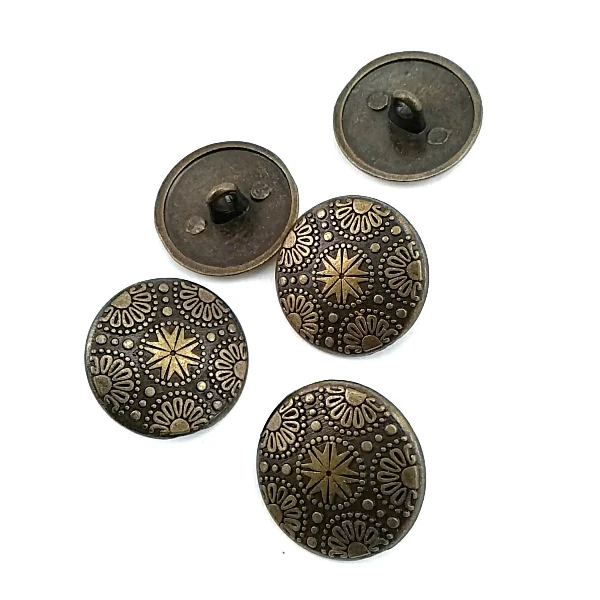 Motif Desenli Alttan Dikme Metal Düğme 20 mm - 32 boy E 115