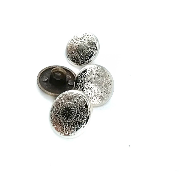 Metal Kol Düğmesi Ayaklı Düğme Motif Desenli 15 mm - 24 boy E 116
