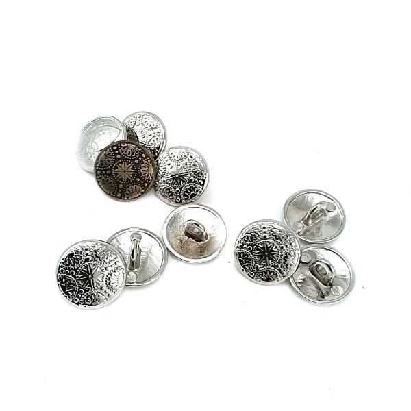 Metal Kol Düğmesi Ayaklı Düğme Motif Desenli 15 mm - 24 boy E 116