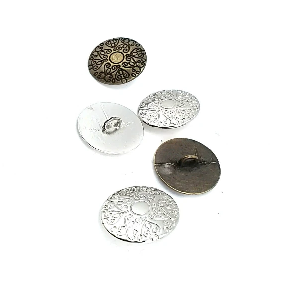 Motif Patterned Jacket and Coat Shank Button Metal 22,5 mm 36 L E 378
