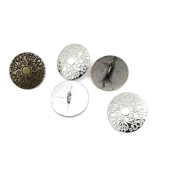 Motif Patterned Jacket and Coat Shank Button Metal 22,5 mm 36 L E 378