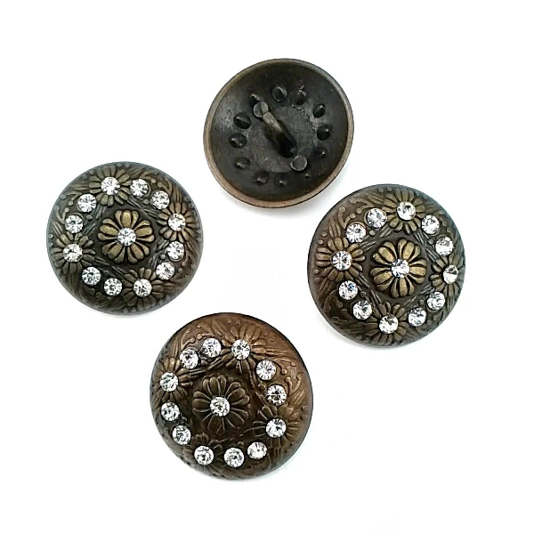 28 mm Rhinestone / Crystal Detail Shank Button front and detail view