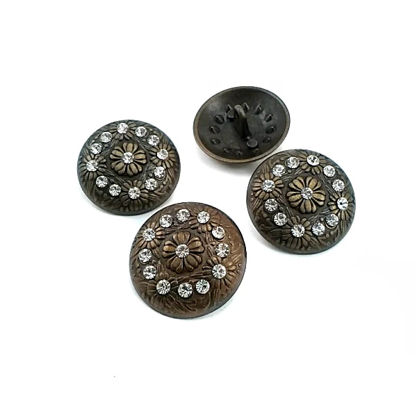 28 mm Rhinestone / Crystal Detail Shank Button front and detail view