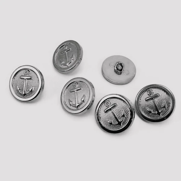 20 mm - 32 L Gold Shank Buttons 6 pcs Ship Anchor Crest