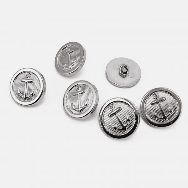 20 mm - 32 L Gold Shank Buttons 6 pcs Ship Anchor Crest