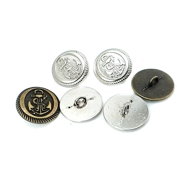 21 mm - 32 lignes Gemi Çapası Baskılı Ayaklı Düğme