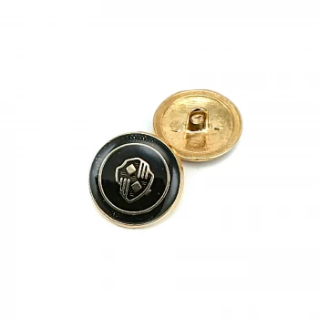 Blazer Ceket Düğmesi Siyah Mineli Kalkan Desenli 21 mm - 32 boy E 965 V1
