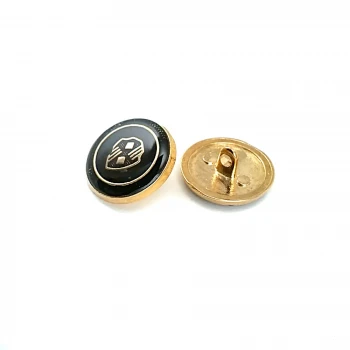 Blazer Jacket Button Black Enameled Shield Pattern 21 mm - 32 L  E 965 V1