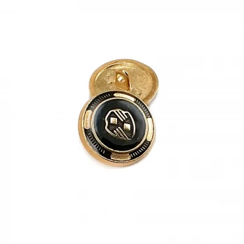 Siyah Mineli Kalkan Desenli Blazer Ceket Düğmesi 21 mm - 32 boy E 965 V2