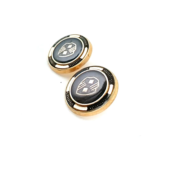 Siyah Mineli Kalkan Desenli Blazer Ceket Düğmesi 21 mm - 32 boy E 965 V2