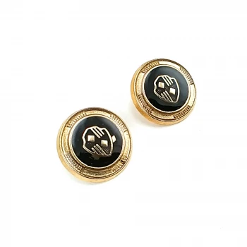 Blazer Ceket Düğmesi Kalkan Desenli Siyah Mineli 21 mm - 32 boy E 965 V3
