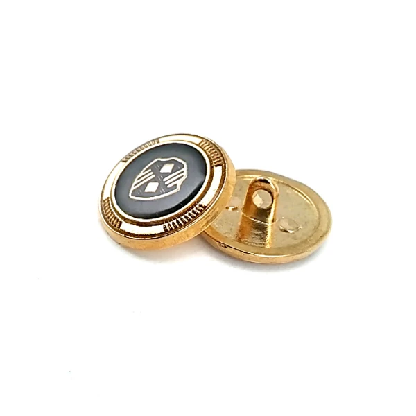 Blazer Ceket Düğmesi Kalkan Desenli Siyah Mineli 21 mm - 32 boy E 965 V3