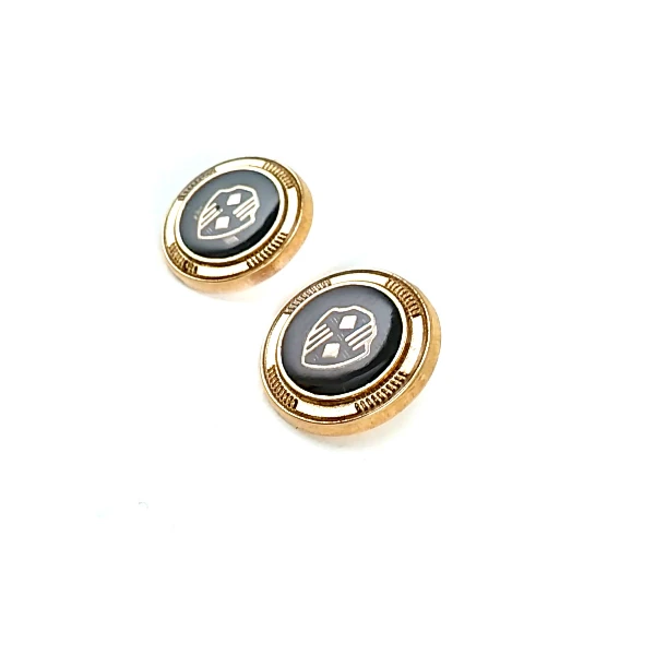 Blazer Ceket Düğmesi Kalkan Desenli Siyah Mineli 21 mm - 32 boy E 965 V3
