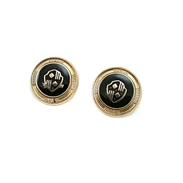 Blazer Ceket Düğmesi Kalkan Desenli Siyah Mineli 21 mm - 32 boy E 965 V3