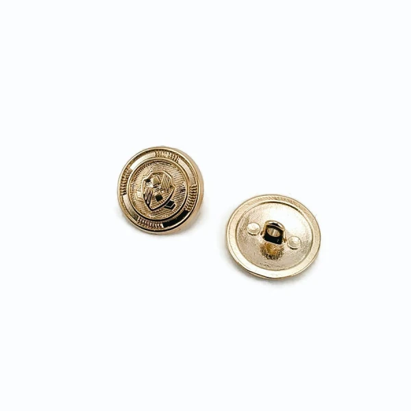 15 mm Gold Tone Shank Button front and detail view