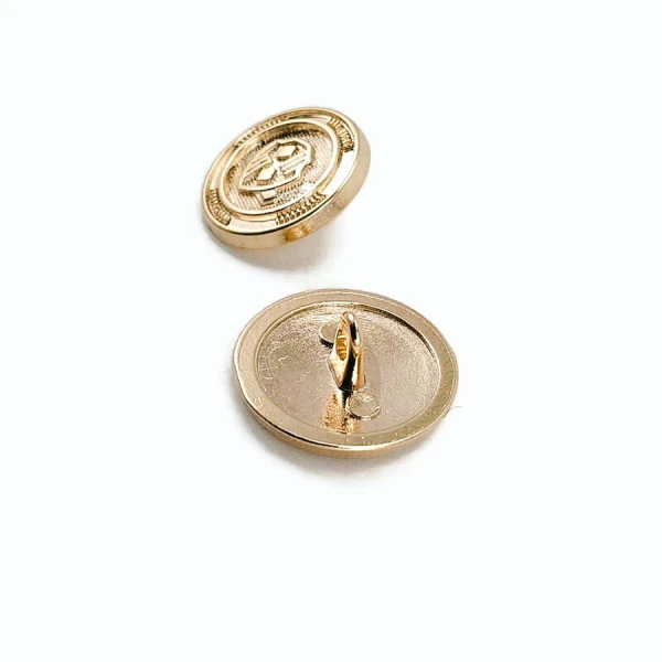 15 mm Gold Tone Shank Button front and detail view