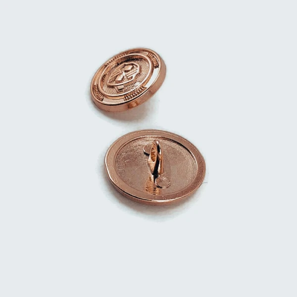 15 mm Gold Tone Shank Button front and detail view