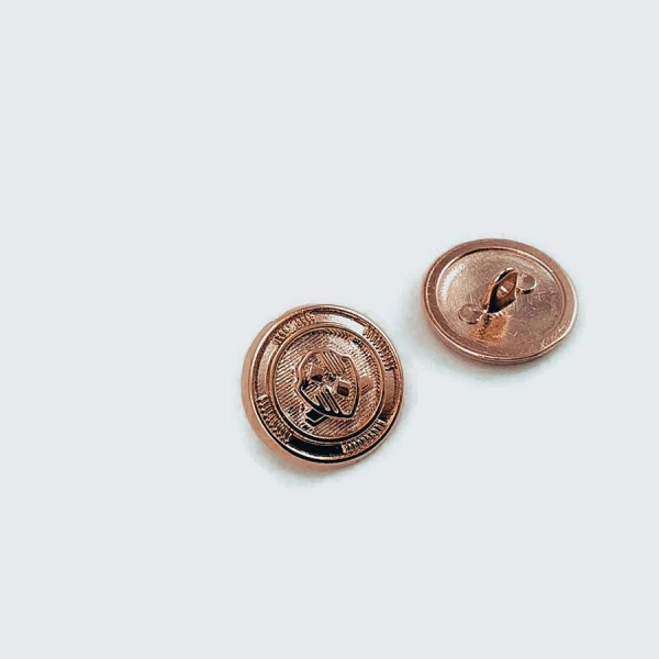 15 mm Gold Tone Shank Button front and detail view