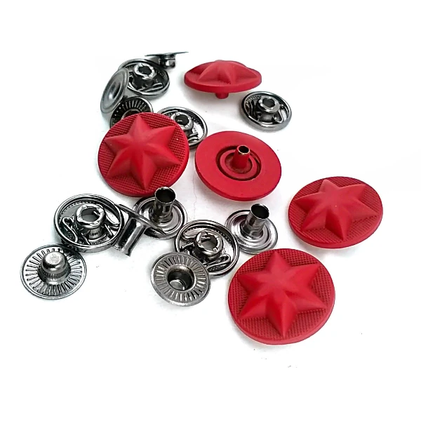 Metal Yıldız Tasarımlı Çıt çıt Düğme Mat Boya 17 mm - 27 boy E 1482 MN