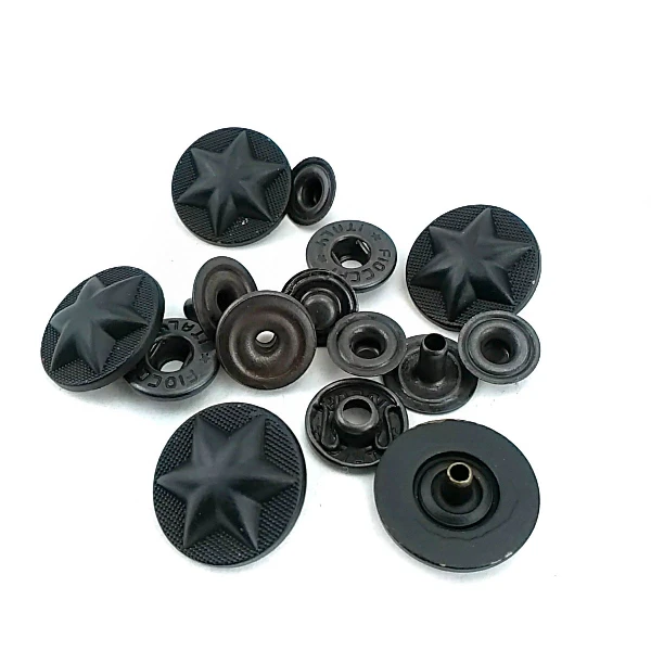 Metal Yıldız Tasarımlı Çıt çıt Düğme Mat Boya 17 mm - 27 boy E 1482 MN