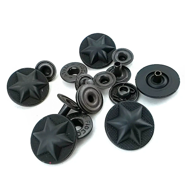 Metal Yıldız Tasarımlı Çıt çıt Düğme Mat Boya 17 mm - 27 boy E 1482 MN