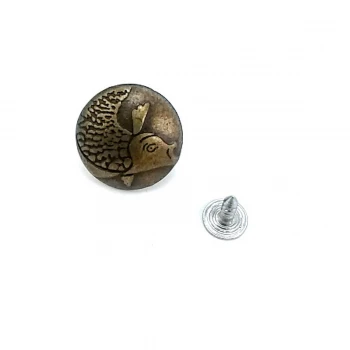 Jeans Button - Zinc Alloy Denim Button Fish Pattern 19 mm 30 L  E 342