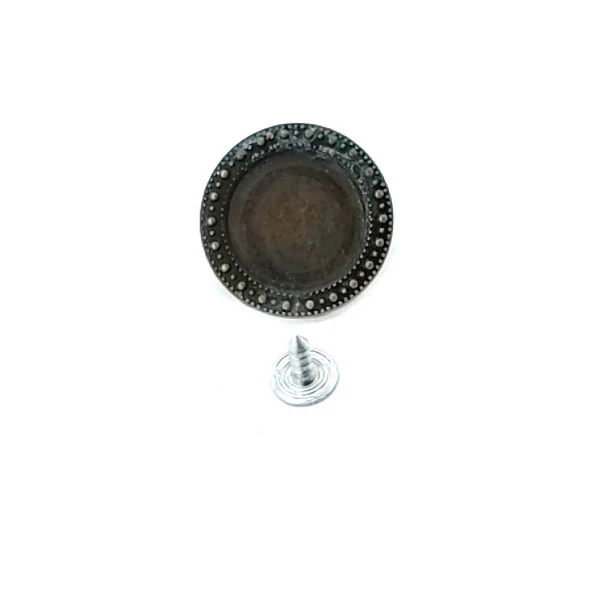 Kenarları Desenli Mineli Kot Düğmesi 24 mm 38 Boy E 574