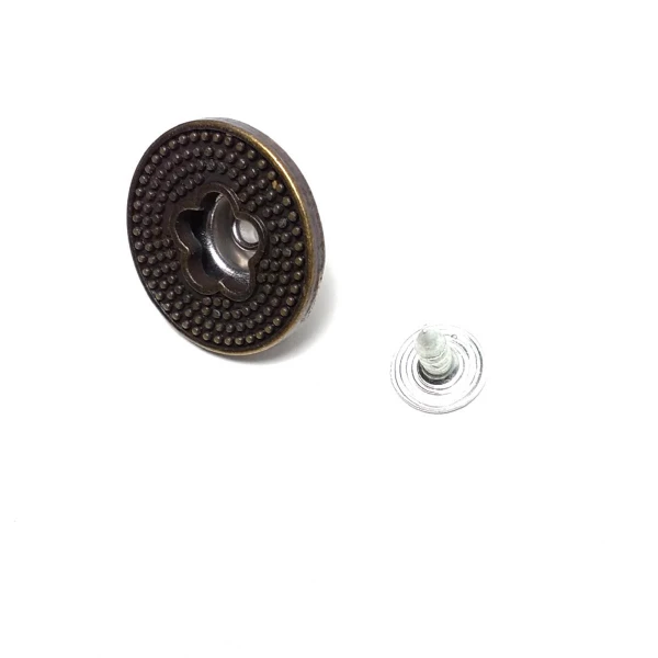 Ortası Çiçek Şekilli Noktalı Kot Düğmesi 20 mm 32 Boy E 834