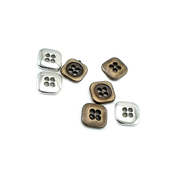11 x 11 mm - 18 size Square Four-hole metal button post