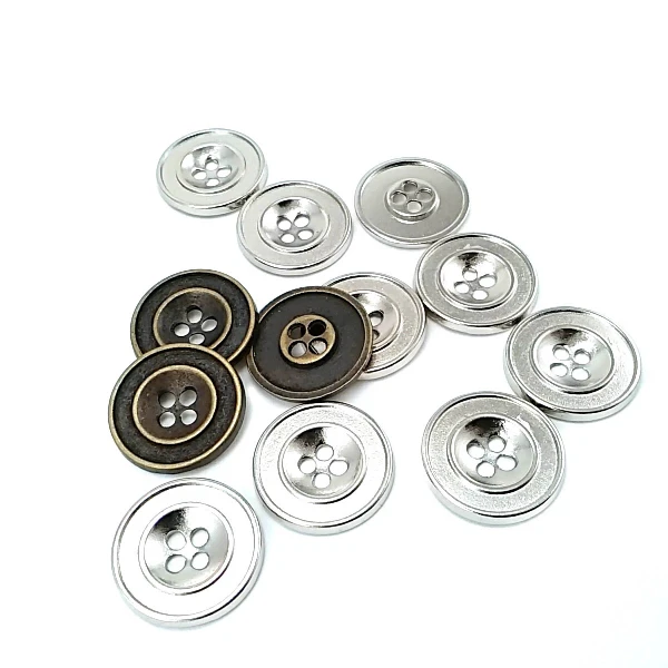 İki Delikli Mineli Metal 25 mm 40 boy Düğme Mont ve Trençkot Düğmesi E 774