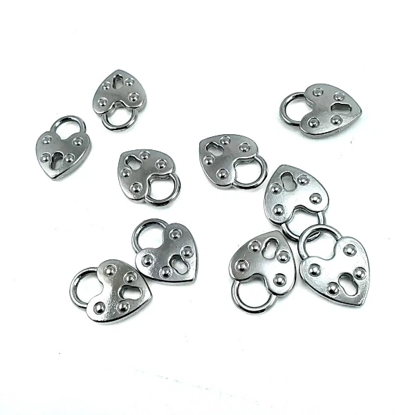 Fermuar Elciği Kalp Şekil 19 mm x 14 mm  E 475