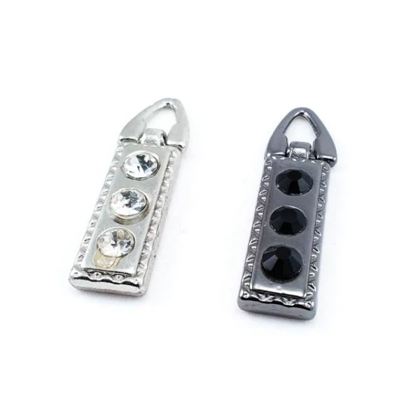 37 mm Mineli / Renkli Fermuar Elciği ön ve detay görünümü