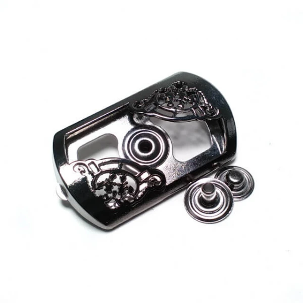 Metal Rectangular Frame Double Piece Snap Button Button 46 x 27 mm