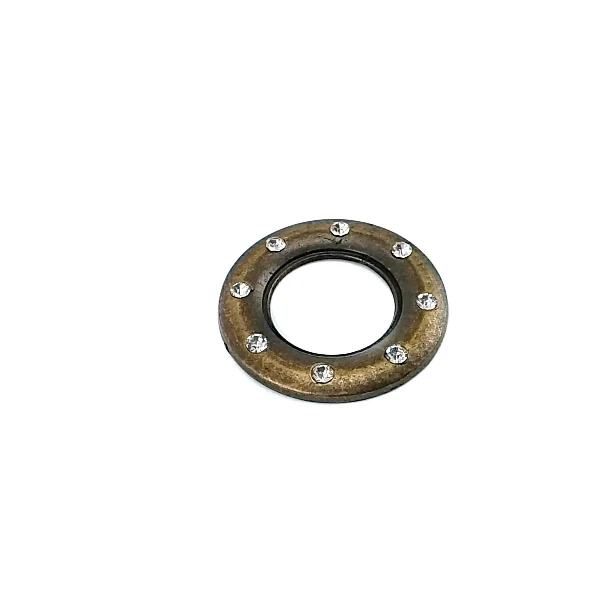 20 mm Rhinestone / Crystal Detail Ring / Metal Frame front and detail view