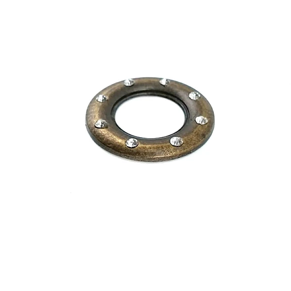 20 mm Rhinestone / Crystal Detail Ring / Metal Frame front and detail view
