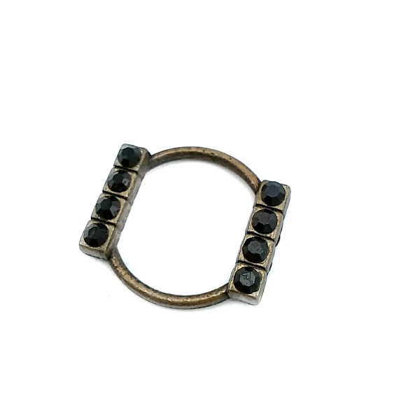 27 mm Rhinestone / Crystal Detail Ring / Metal Frame front and detail view