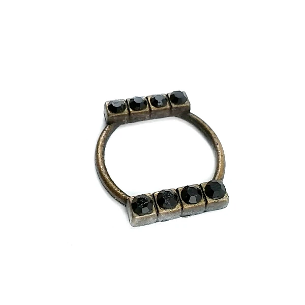 27 mm Rhinestone / Crystal Detail Ring / Metal Frame front and detail view
