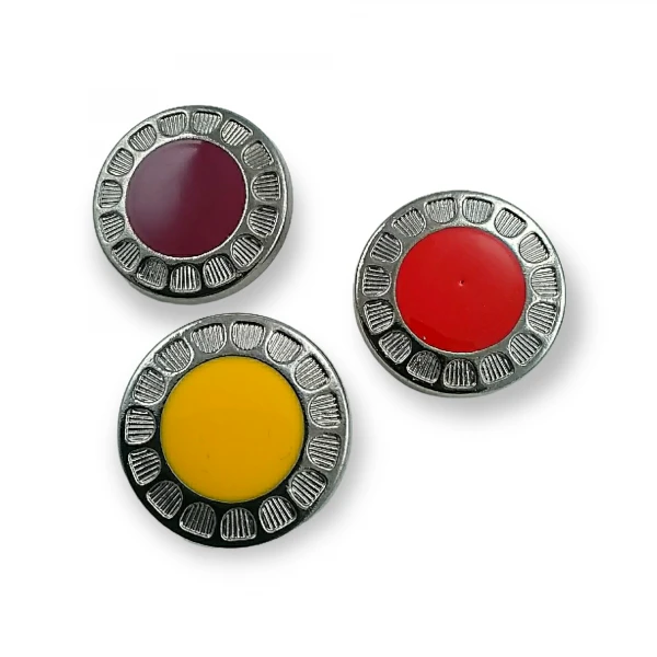Mineli Ayaklı Düğme Zamak Metal Kenar Desenli 27 mm  - 48 boy B 75