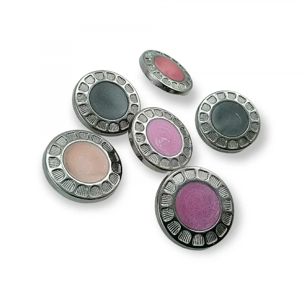 Mineli Ayaklı Düğme Zamak Metal Kenar Desenli 27 mm  - 48 boy B 75