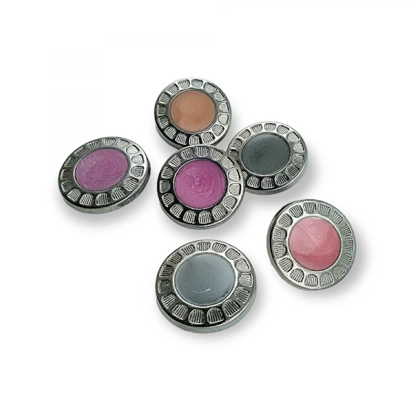 Mineli Ayaklı Düğme Zamak Metal Kenar Desenli 27 mm  - 48 boy B 75