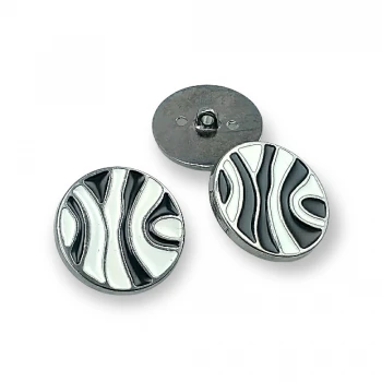 Enameled Line Pattern Shank Button For Clothes Metal 28 mm 44 L B 83
