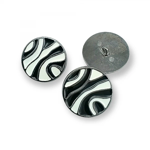 Enameled Line Pattern Shank Button For Clothes Metal 28 mm 44 L B 83
