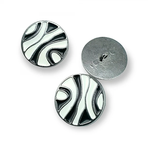 Enameled Line Pattern Shank Button For Clothes Metal 28 mm 44 L B 83